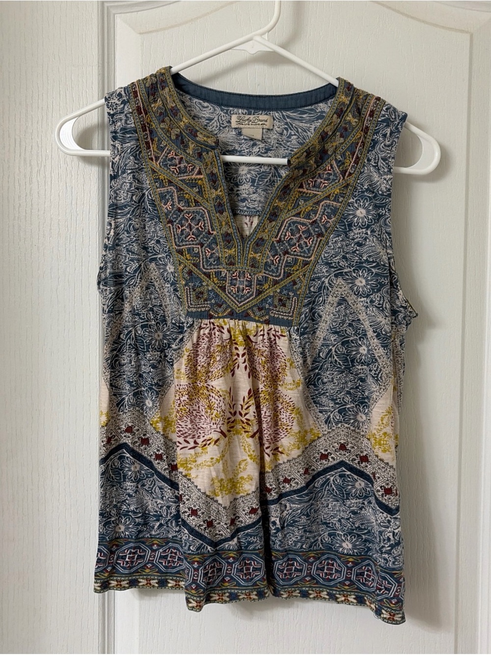Lucky Brand Women's Top Tribal Boho Festival Multicolor Shirt SZ XS